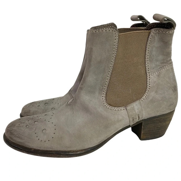 Liebeskind Berlin Leather Boots Size 7.5 Distressed Gray Womens Shoes Booties - Picture 1 of 12